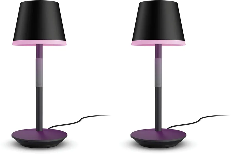 Go met 2 Tafellamp - Wit en Gekleurd Licht - Hue White and Color Ambiance van Philips Hue in Zwart – productfoto