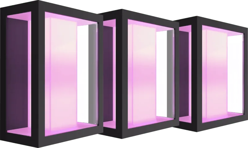 Impress muurlamp White and Color zwart breed 3-pack van Philips Hue – productfoto
