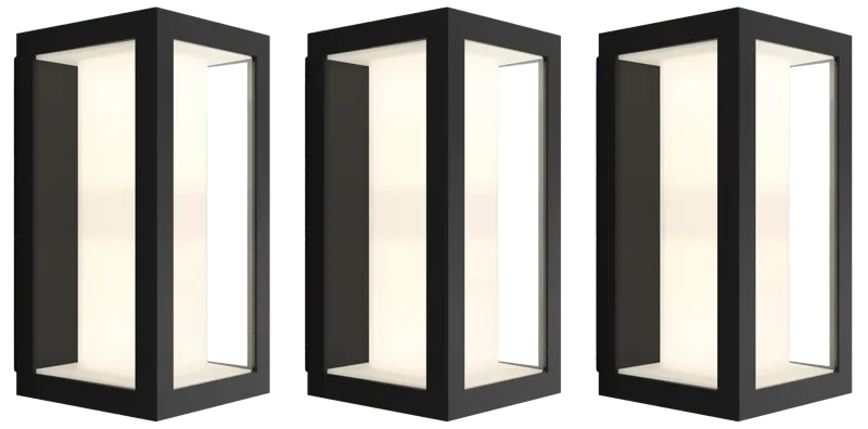 Impress muurlamp White and Color zwart smal 3-pack van Philips Hue – productfoto