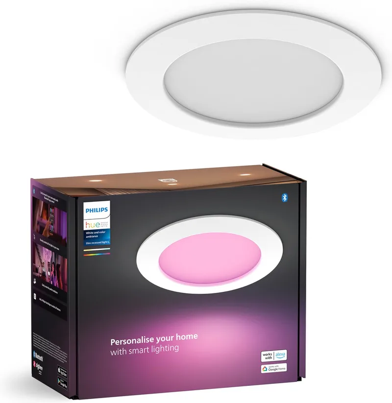 inbouwspot dun - wit en gekleurd licht - Ø170 mm - wit by Philips Hue in White – product photo