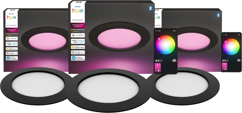 Inbouwspot Slim 3-Pack - White and Color - 170mm - Zwart van Philips Hue – productfoto