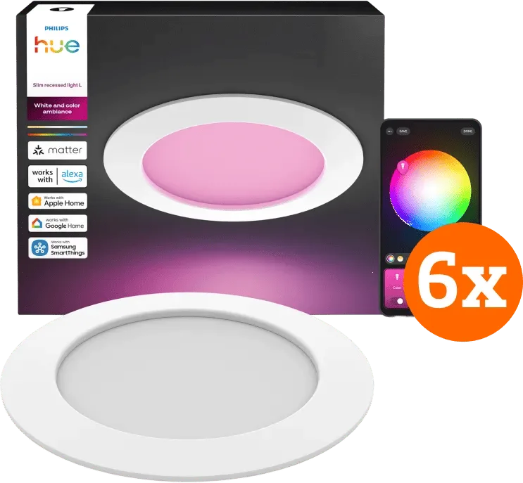 Inbouwspot Slim 6-Pack - White and Color - 170mm - Wit by Philips Hue – product photo