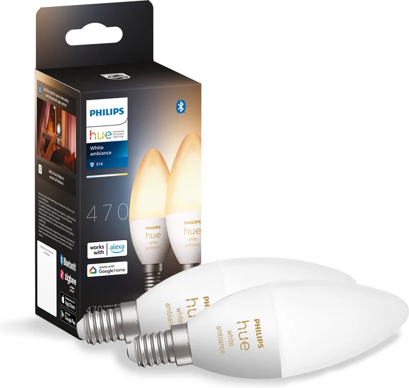 kaarslamp - warm tot koelwit licht - 2-pack - E14 by Philips Hue – product photo