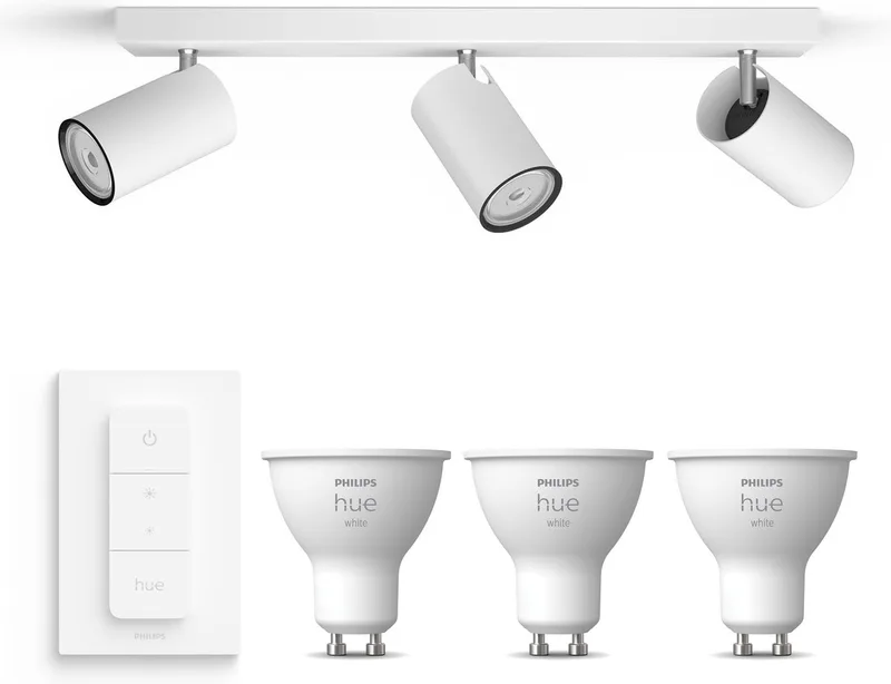 Kosipo Opbouwspot - Warmwit Licht - Incl. Hue Dimmer Switch - Plafondspot met 3 Lichtpunten - GU10 - Hue White by Philips Hue in White – product photo