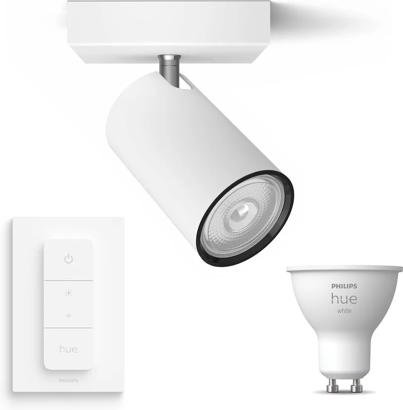 Kosipo Opbouwspot - Warmwit Licht - Incl. Hue Dimmer Switch - Wandspot of Plafondspot met 1 Lichtpunt - GU10 - Hue White by Philips Hue in White – product photo