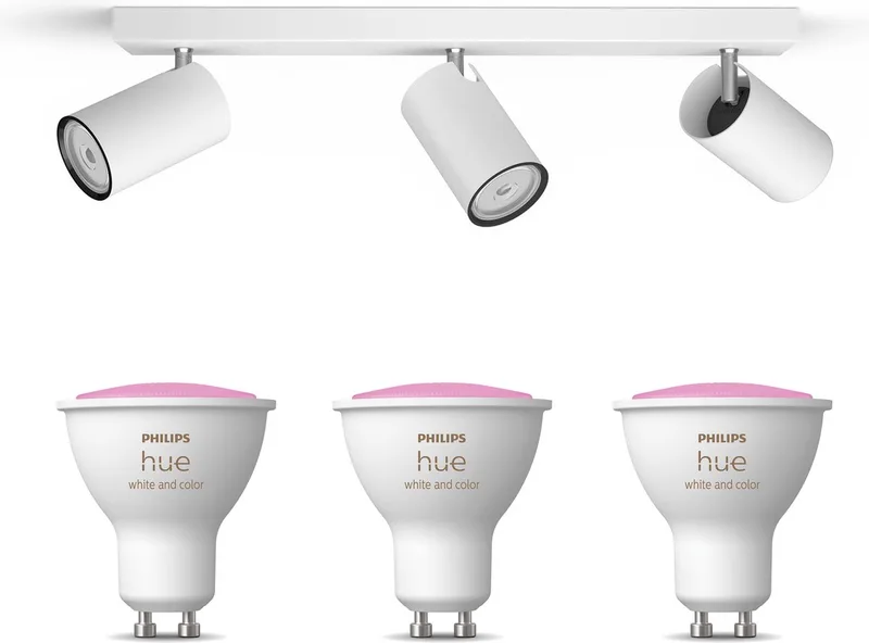 Kosipo Opbouwspot (Wit) - Wit en Gekleurd Licht - Plafondspot met 3 Lichtpunten - GU10 - Hue White and Color Ambiance de Philips Hue en Blanc – photo produit