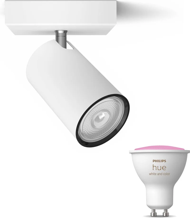 Kosipo Opbouwspot (Wit) - Wit en Gekleurd Licht - Wandspot of Plafondspot met 1 Lichtpunt - GU10 - Hue White and Color Ambiance de Philips Hue en Blanc – photo produit