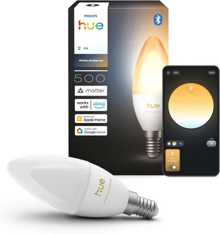 LED kaarslamp - E14 fitting - bevat 1 lamp - aanpasbaar wit licht - slimme verlichting från Philips Hue – produktbild 1 av 2