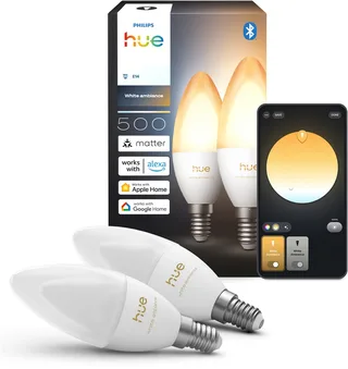 LED kaarslamp - E14 fitting - bevat 2 lampen - aanpasbaar wit licht - slimme verlichting by Philips Hue – product photo 1 of 5