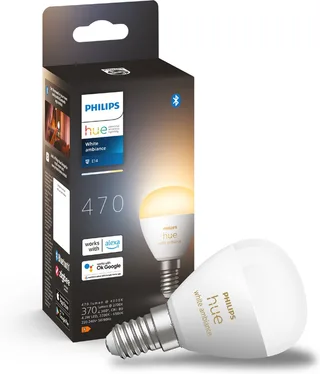 LED lamp - kogellamp - E14 fitting - bevat 1 lamp - aanpasbaar wit licht - slimme verlichting van Philips Hue – productfoto 1 van 5