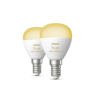 LED lamp - kogellamp - E14 fitting - bevat 2 lampen - aanpasbaar wit licht - slimme verlichting från Philips Hue – produktbild 2 av 3