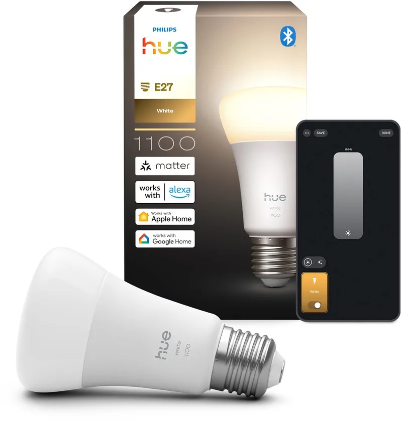LED lamp - lichtsterkte 1100 Lumen - E27 fitting - bevat 1 lamp - zachtwit licht - standaard lampvorm - slimme verlichting von Philips Hue – Produktfoto 1 von 2