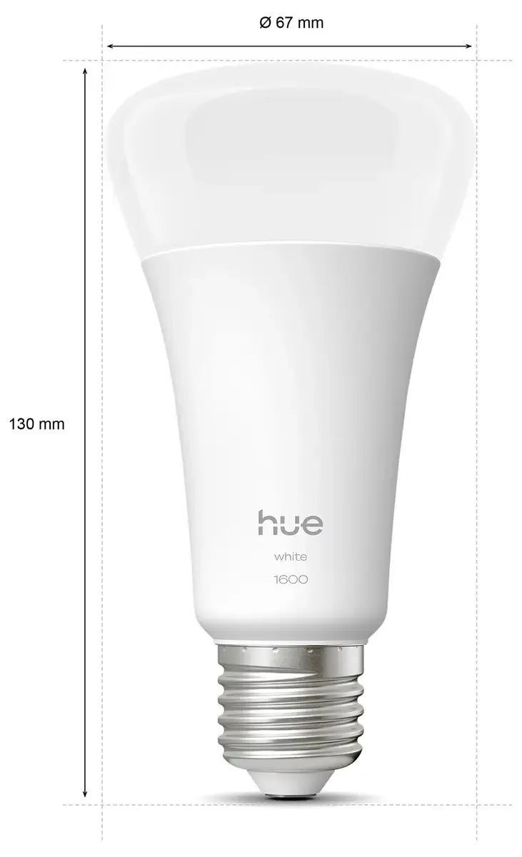 LED lamp - lichtsterkte 1600 Lumen - E27 fitting - bevat 1 lamp - zachtwit licht - standaard lampvorm - slimme verlichting van Philips Hue – productfoto 2 van 2