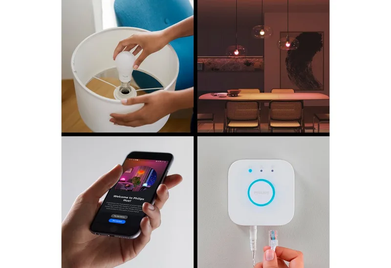 LED-Leuchtmittel Essential Starter Kit 2x White & Color Ambiance + Bridge, E27, 3 St., Farbwechsler, inkl. Bridge van Philips Hue in Wit – productfoto 3 van 5