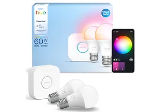 LED-Leuchtmittel Essential Starter Kit 2x White & Color Ambiance + Bridge, E27, 3 St., Farbwechsler, inkl. Bridge van Philips Hue in Wit – productfoto 2 van 5