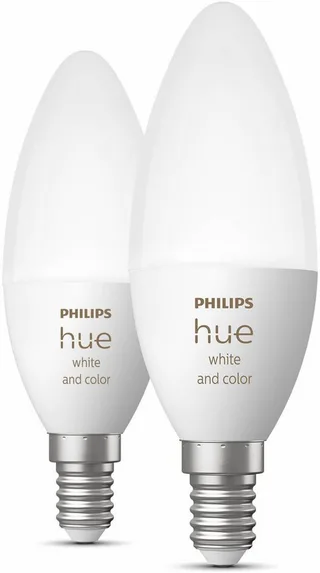 LED-Leuchtmittel White / White & Color Ambiance, Kerzenform 470lm, E14, 2 St., Farbwechsler by Philips Hue in White – product photo 3 of 5