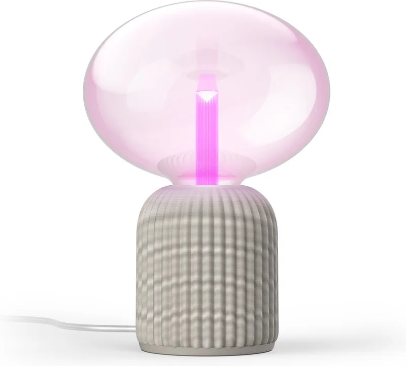 Lightguide 3D-geprinte Tafellamp - E27 - Wit en Gekleurd Licht - Incl. 1 Hue Lightguide Ellipse Lamp - Hue White and Color Ambiance van Philips Hue in Zandkleur – productfoto