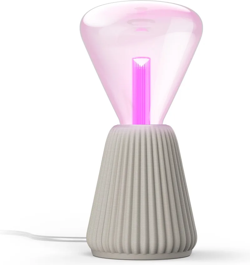 Lightguide 3D-geprinte Tafellamp - E27 - Wit en Gekleurd Licht - Incl. 1 Hue Lightguide Triangle Lamp - Hue White and Color Ambiance by Philips Hue in Zandkleur – product photo