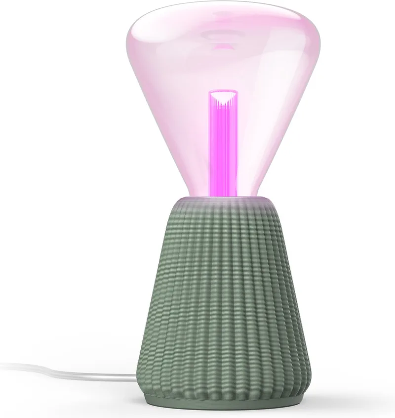 Lightguide 3D-geprinte Tafellamp - E27 - Wit en Gekleurd Licht - Incl. 1 Hue Lightguide Triangle Lamp - Hue White and Color Ambiance van Philips Hue in Saliegroen – productfoto