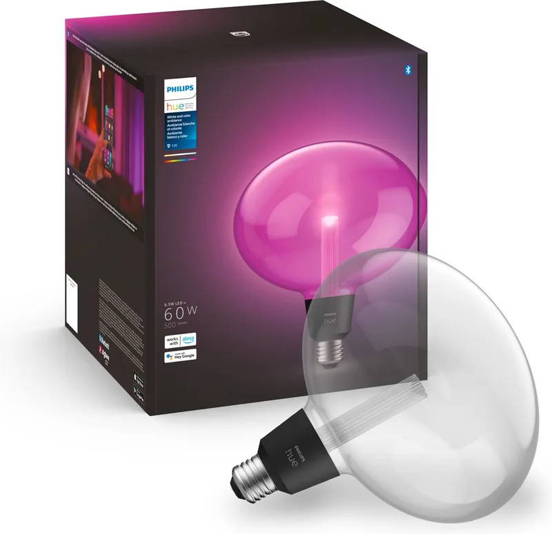 Lightguide Ellipse - wit en gekleurd licht - E27 van Philips Hue – productfoto