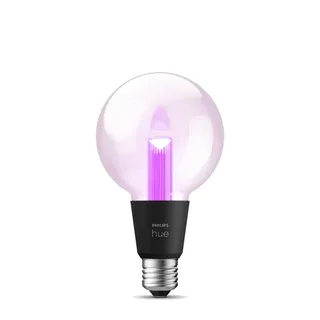 Lightguide LED lamp - E27 fitting - aanpasbaar wit en gekleurd licht - globe vorm - Ø 95mm - slimme verlichting från Philips Hue – produktbild 2 av 3