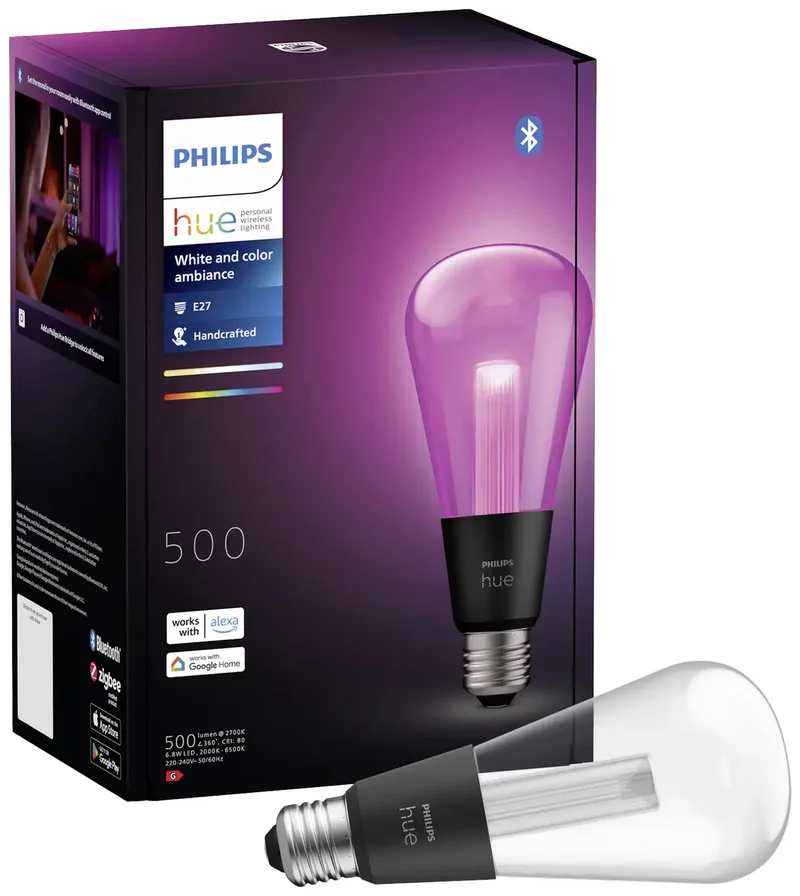 Lightguide LED lamp - E27 fitting - aanpasbaar wit en gekleurd licht - standaard lampvorm - 168mm hoog - slimme verlichting by Philips Hue – product photo 3 of 3