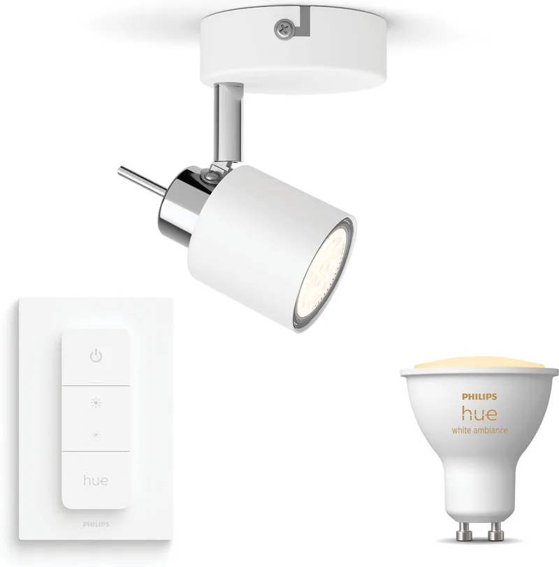 Meranti Opbouwspot - Warm tot Koelwit Licht - Incl. Hue Dimmer Switch - Wandspot of Plafondspot met 1 Lichtpunt - GU10 - Hue White Ambiance by Philips Hue in White – product photo