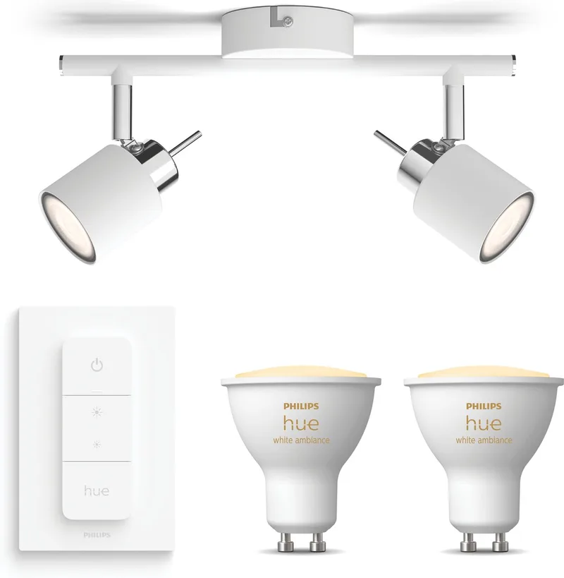 Meranti Opbouwspot - Warm tot Koelwit Licht - Incl. Hue Dimmer Switch - Plafondspot met 2 Lichtpunten - GU10 - Hue White Ambiance by Philips Hue in White – product photo