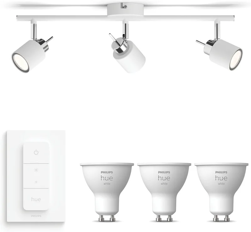 Meranti Opbouwspot - Warmwit Licht - Incl. Hue Dimmer Switch - Plafondspot met 3 Lichtpunten - GU10 - Hue White van Philips Hue in Wit – productfoto