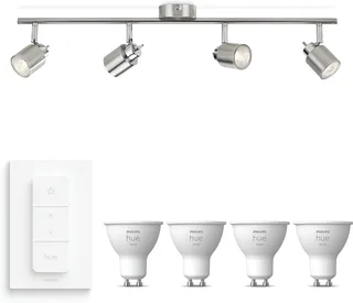 Meranti Opbouwspot - Warmwit Licht - Incl. Hue Dimmer Switch - Plafondspot met 4 Lichtpunten - GU10 - Hue White