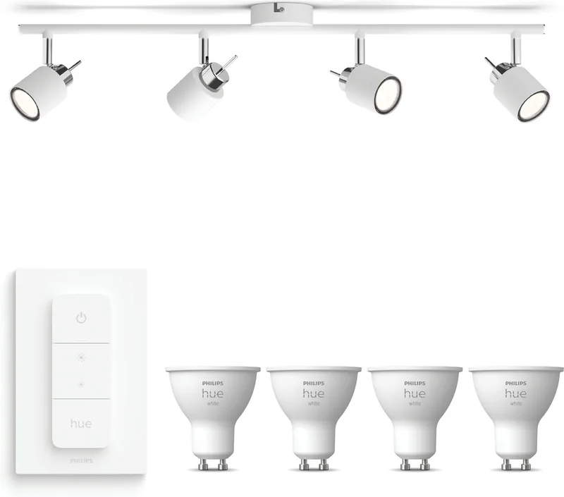 Meranti Opbouwspot - Warmwit Licht - Incl. Hue Dimmer Switch - Plafondspot met 4 Lichtpunten - GU10 - Hue White van Philips Hue in Wit – productfoto