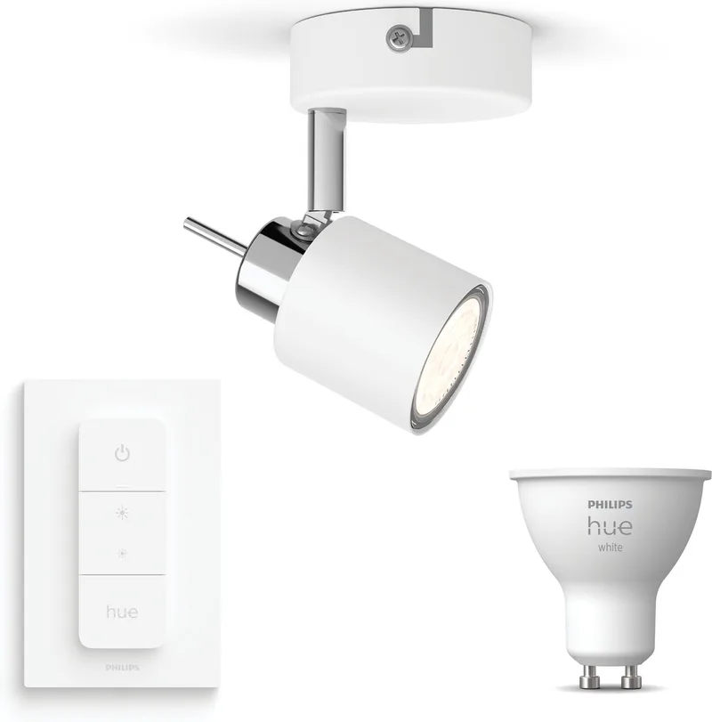 Meranti Opbouwspot - Warmwit Licht - Incl. Hue Dimmer Switch - Wandspot of Plafondspot met 1 Lichtpunt - GU10 - Hue White van Philips Hue in Wit – productfoto