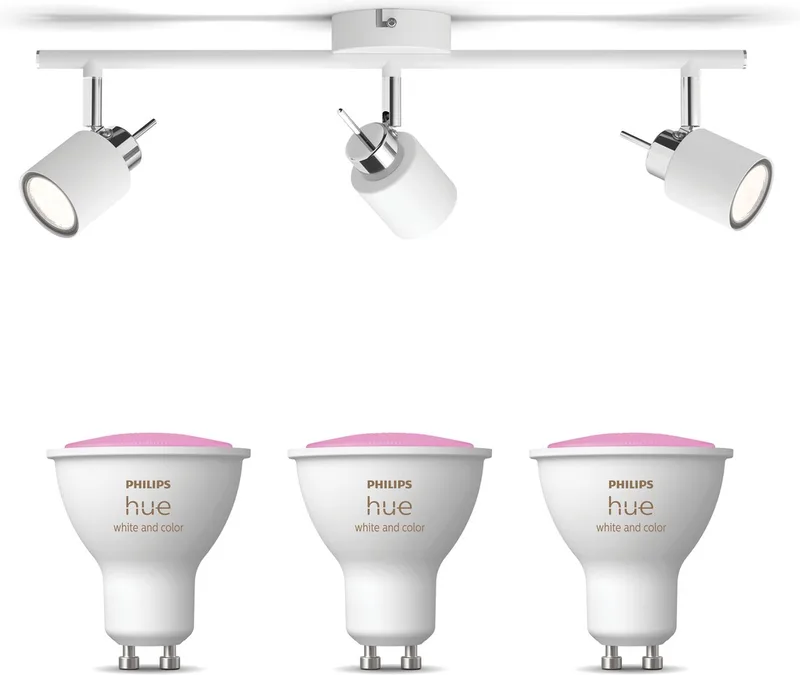 Meranti Opbouwspot (Wit) - Wit en Gekleurd Licht - Plafondspot met 3 Lichtpunten - GU10 - Hue White and Color Ambiance van Philips Hue in Wit – productfoto