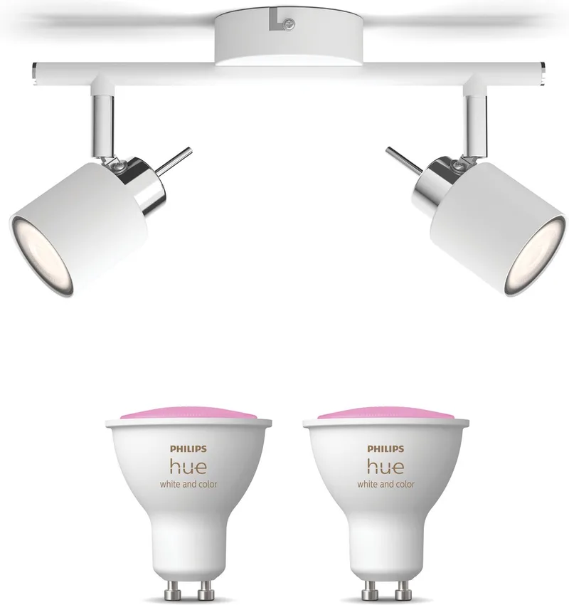 Meranti Opbouwspot (Wit) - Wit en Gekleurd Licht - Plafondspot met 2 Lichtpunten - GU10 - Hue White and Color Ambiance van Philips Hue in Wit – productfoto