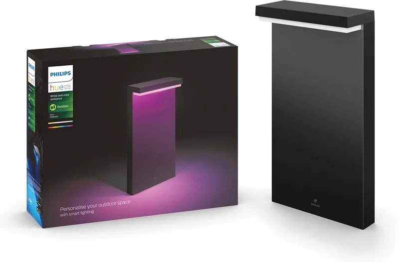 Nyro sokkellamp - wit en gekleurd licht de Philips Hue en Noir – photo produit