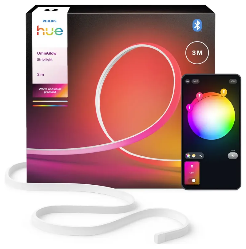 OmniGlow LED strip 3 m, OmniGlow, Gelijkmatig licht en kleurovergangen, Ultrahelder, echt licht 2700 lumen von Philips Hue in Weiß – Produktfoto 2 von 2