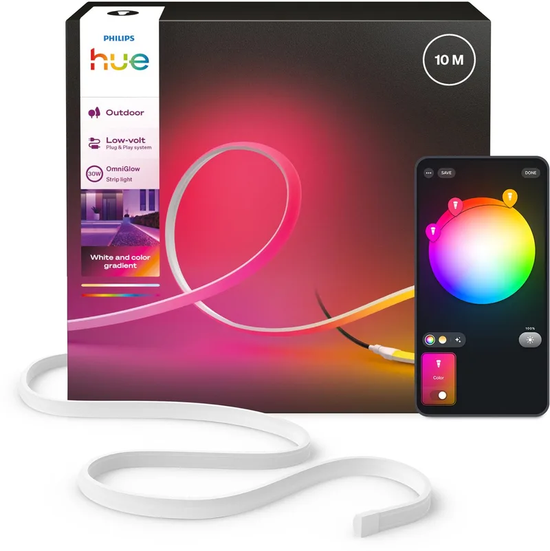 Omniglow outdoor LED strip - 10m - aanpasbaar en gekleurd licht - knipbaar - slimme verlichting fra Philips Hue i Hvid – produktbillede