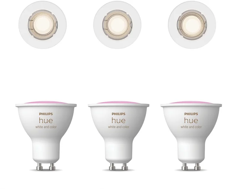 Peridot Set van 3 Inbouwspots (Wit) - Rond - Niet Richtbaar - GU10 - Wit en Gekleurd Licht - Hue White and Color Ambiance van Philips Hue in Wit – productfoto