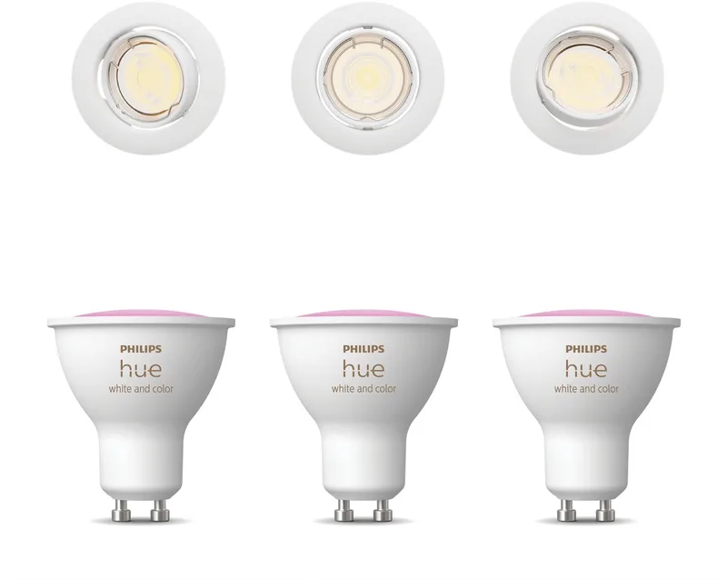 Peridot Set van 3 Inbouwspots (Wit) - Rond - Richtbaar - GU10 - Wit en Gekleurd Licht - Hue White and Color Ambiance van Philips Hue in Wit – productfoto