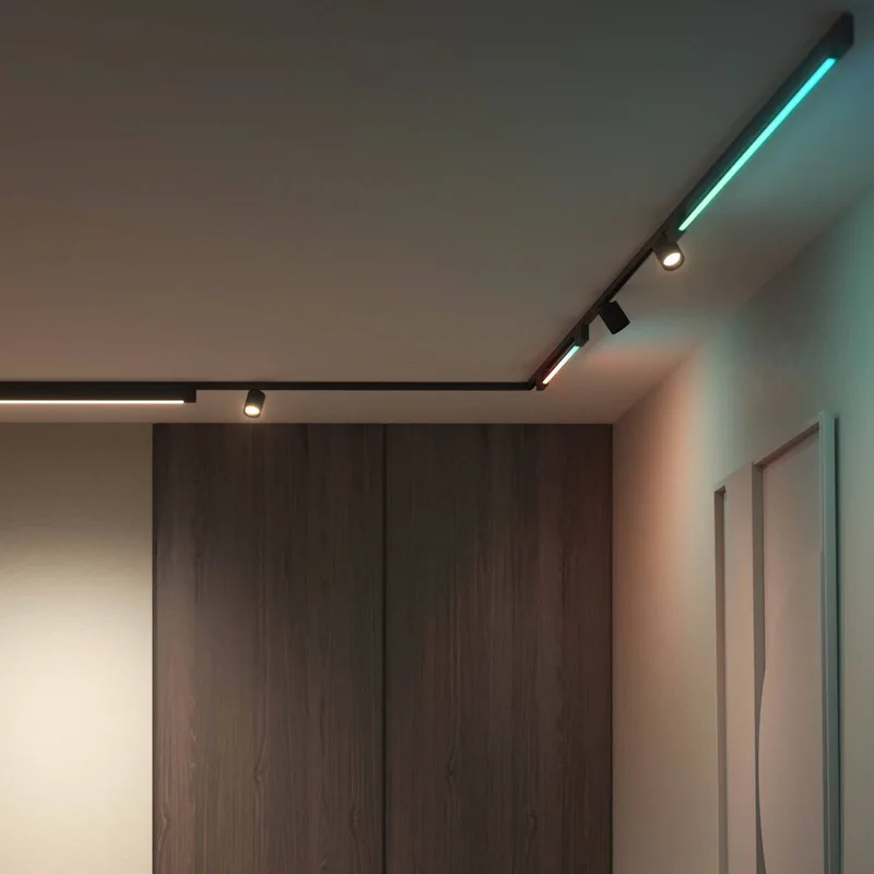Perifo railverlichting muur - 2-spots - 1 gradient light tube - basisset van Philips Hue in Zwart – productfoto 2 van 5