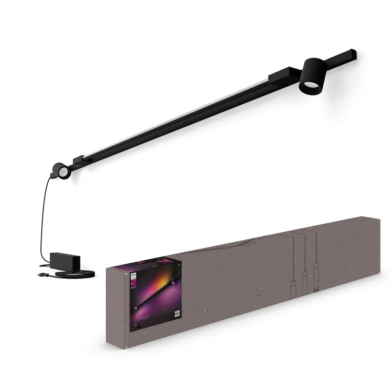 Perifo railverlichting muur - 2-spots - 1 gradient light tube - basisset van Philips Hue in Zwart – productfoto 3 van 5
