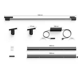 Perifo railverlichting muur - 2-spots - 1 gradient light tube - basisset van Philips Hue in Zwart – productfoto 5 van 5