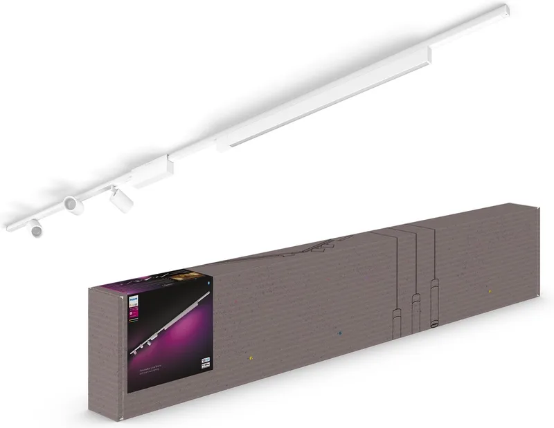 Perifo railverlichting plafond - wit en gekleurd licht - 3-spots - 1 lichtbalk - wit - basisset van Philips Hue in Wit – productfoto