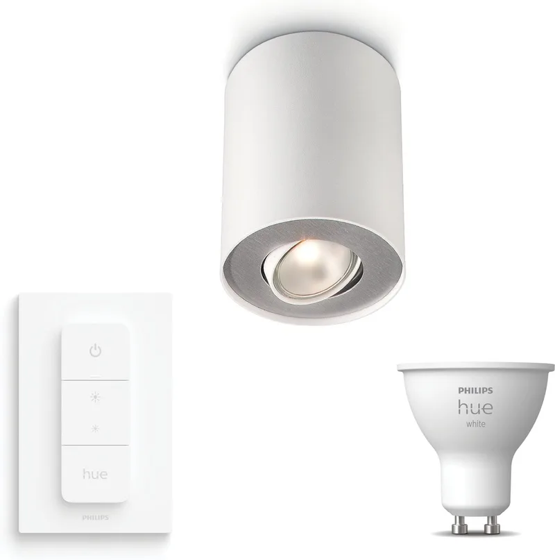 Pillar Opbouwspot - Warmwit Licht - Incl. Hue Dimmer Switch - Plafondspot met 1 Lichtpunt - GU10 - Hue White by Philips Hue in White – product photo