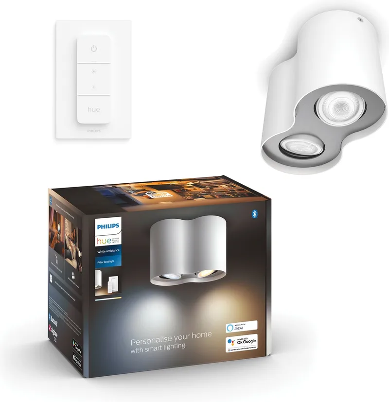 Pillar - spot - wit - GU10 fitting - 2 lichtpunten - aanpasbaar wit licht - slimme verlichting by Philips Hue in White – product photo