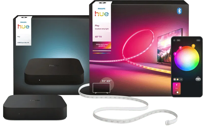 Play Gradient LED-Streifen 55 bis 65 Zoll TV + HDMI Sync Box 4K von Philips Hue – Produktfoto