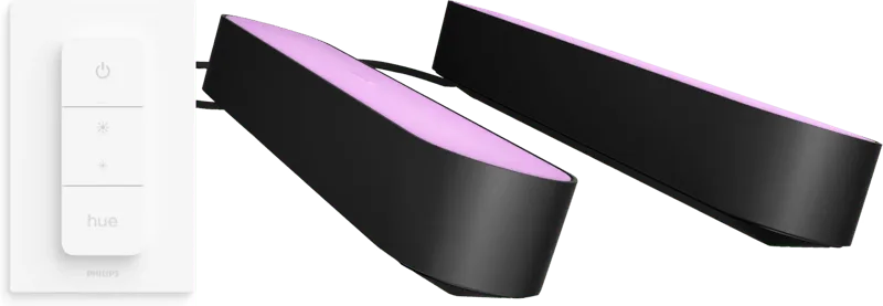 Play Lichtbalk White and Color Zwart 2-pack + Philips Hue draadloze Dimmer de Philips Hue – photo produit