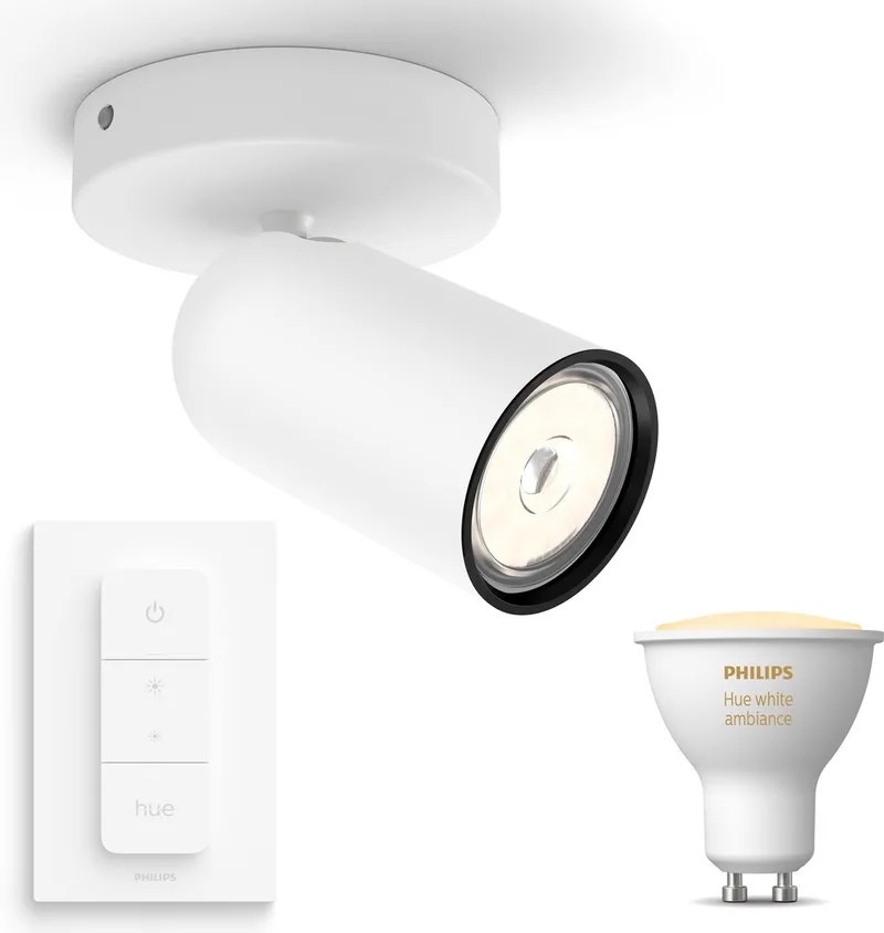 Pongee Opbouwspot - Warm tot Koelwit Licht - Incl. Hue Dimmer Switch - Wandspot of Plafondspot met 1 Lichtpunt - GU10 - Hue White Ambiance van Philips Hue in Wit – productfoto