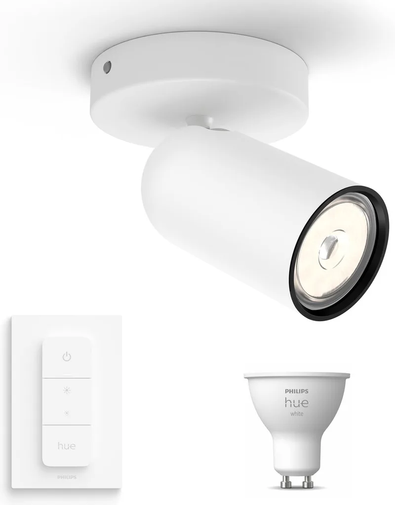 Pongee Opbouwspot - Warmwit Licht - Incl. Hue Dimmer Switch - Wandspot of Plafondspot met 1 Lichtpunt - GU10 - Hue White van Philips Hue in Wit – productfoto