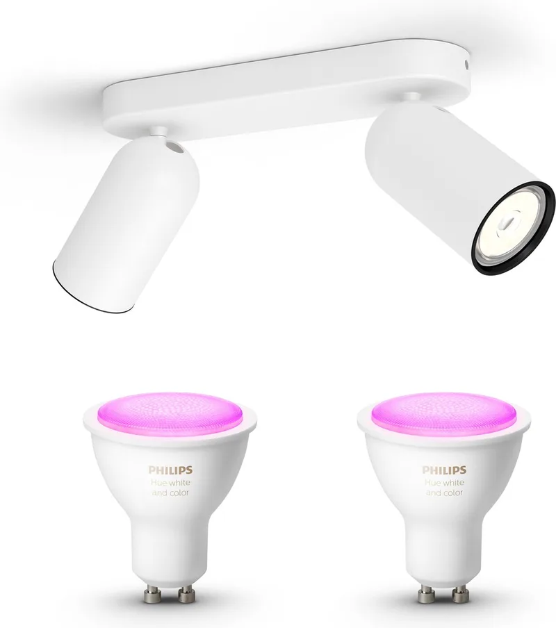 Pongee Opbouwspot (Wit) - Wit en Gekleurd Licht - Plafondspot met 2 Lichtpunten - GU10 - Hue White and Color Ambiance van Philips Hue in Wit – productfoto